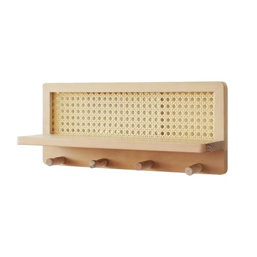 Wandgarderobe mit , Boho Wandregal | Rattan und Holz Hängende Regale, Bücherregal für Kinderzimmer, rustikales Bauernhausdekor Wandorganizer mit Spielzeughaken Wandgarderobe mit , Boho Wandregal | Rattan und Holz Hängende Regale, Bücherregal für Kinderzimmer, rustikales Bauernhausdekor Wandorganizer mit Spielzeughaken von Generic