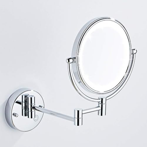 Wandhalterung Schminkspiegel Runder Badezimmer-schminkspiegel Mit Ausziehbarem Arm 20 cm Led-licht 360 Grad Schwenkbare Touch-Taste Für Badezimmer Schlafzimmer Reise USB, USB, 10x von Generic