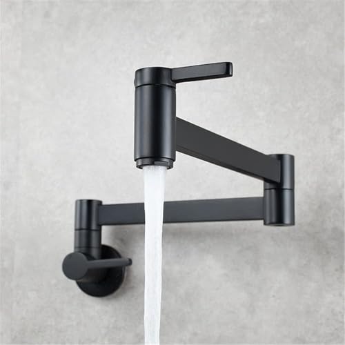 Wandhalterung Wasserhahn Messing Single Hdle Klapphahn Galvanisch Topf Füller Hahn Center Set Zeitgenössische Drehbare Einzelne Kalte Wasserhähne, Black von Generic
