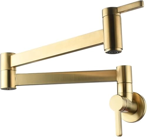 Wandhalterung Wasserhahn Messing Single Hdle Klapphahn Galvanisch Topf Füller Hahn Center Set Zeitgenössische Drehbare Einzelne Kalte Wasserhähne, Brushed Gold Wandhalterung Wasserhahn Messing Single Hdle Klapphahn Galvanisch Topf Füller Hahn Center Set Zeitgenössische Drehbare Einzelne Kalte Wasserhähne, Brushed Gold von Generic