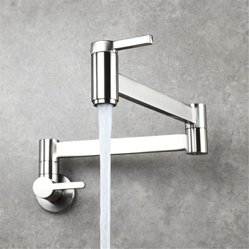 Wandhalterung Wasserhahn Messing Single Hdle Klapphahn Galvanisch Topf Füller Hahn Center Set Zeitgenössische Drehbare Einzelne Kalte Wasserhähne, Brushed von Generic