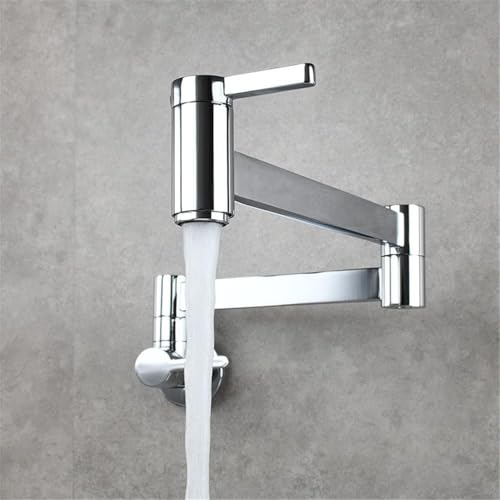 Wandhalterung Wasserhahn Messing Single Hdle Klapphahn Galvanisch Topf Füller Hahn Center Set Zeitgenössische Drehbare Einzelne Kalte Wasserhähne, Chrome von Generic