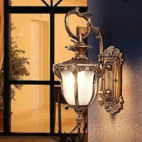 Wandlampen, Europäische Wandleuchte Pathway Antike Wandleuchte, Europäische Wandleuchten Garten Alumiv-Intage Industrielle Wandlaternen/Bronze/40 * 28Cm von Generic