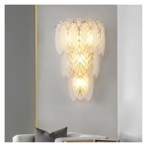 Wandlampen, Postmoderne Kristallwandlampe, Leichte Luxus-Wohnzimmer-Hintergrundwand, Treppenhaus-Korridor-Schlafzimmer-Nachttisch/Naturweiß/Durchmesser 34 H 49 cm von Generic