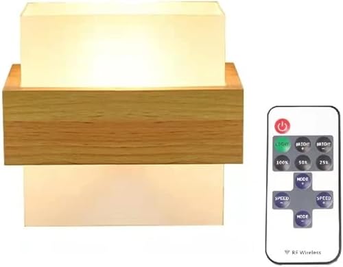 Wandleuchten Batteriebetriebene Fernbedienung Nordic Wood Wandleuchten Glasschirm Dimmbare Batteriebetriebene Led-glühbirne Wandlampen Für Schlafzimmer Nachttisch Interieur Wo, White Light 6000k Wandleuchten Batteriebetriebene Fernbedienung Nordic Wood Wandleuchten Glasschirm Dimmbare Batteriebetriebene Led-glühbirne Wandlampen Für Schlafzimmer Nachttisch Interieur Wo, White Light 6000k von Generic