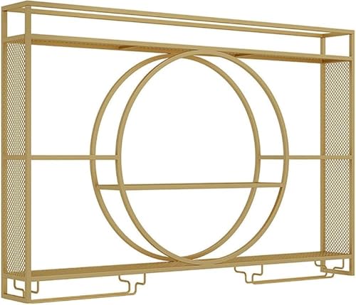 Wandmontierte, industrielle Weinregale Modernes schwimmendes Weinglas aus Metall Moderner Weinhalter mit Regalen Hängeschrank mit großer Kapazität (Größe: 140 cm, Farbe: Gold) von Generic