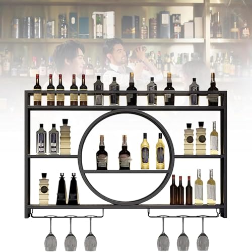 Wandmontierte S Bar, Glasgestell Eisen Display Stand Weinhalter mit Regalen Hängende Industrial S Wandbar Moderne Metall Wandhalterung Weinregal (Größe: 100cm, Farbe: Schwarz) von Generic