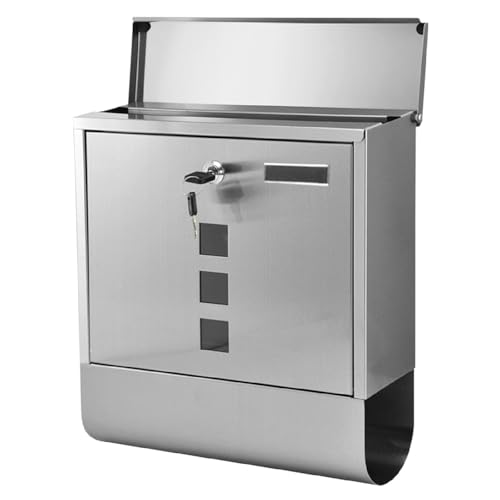 Wandmontierter Abschließbarer Briefkasten, Metall Postkasten mit Zeitungsrolle, Den für Außenbereich Geeignet, Maße 34×30×8.5 cm von Generic