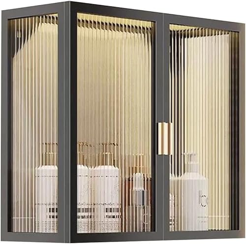 Wandmontierter Badezimmerschrank Für Zu Hause, Mehrzweck-aufbewahrungsschrank über Der Toilette Kosmetik Parfüms Aufbewahrungsbox Mit Glastüren, Black, 40x13x30cm von Generic