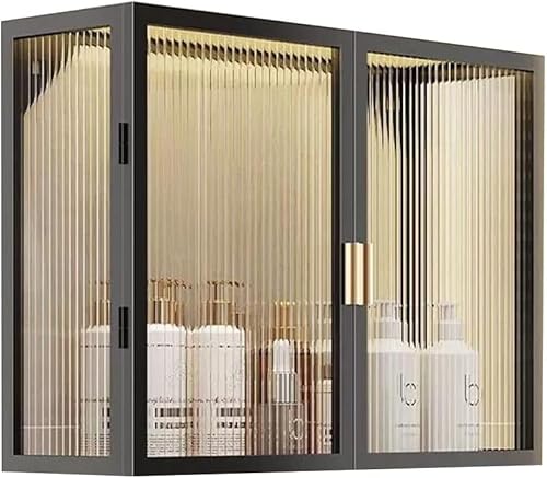 Wandmontierter Badezimmerschrank Für Zu Hause, Mehrzweck-aufbewahrungsschrank über Der Toilette Kosmetik Parfüms Aufbewahrungsbox Mit Glastüren, Black, 50x13x30cm von Generic