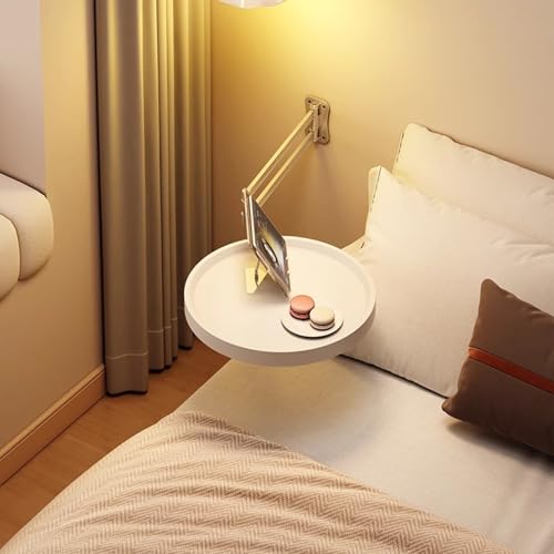 Wandmontierter Klapptisch – Wandregal mit rundem Tablett, minimaler Platzbedarf, Nachttisch mit Halterung für langlebige Halterungen, verstellbares Wandregal Wandmontierter Klapptisch – Wandregal mit rundem Tablett, minimaler Platzbedarf, Nachttisch mit Halterung für langlebige Halterungen, verstellbares Wandregal von Generic