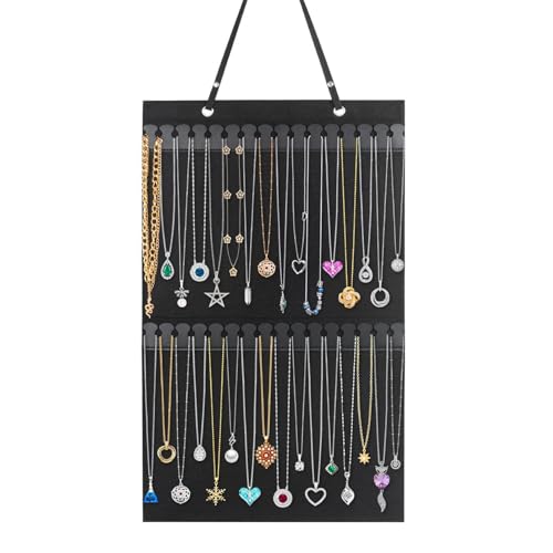 Wandmontierter Schmuckhalter, Schmuck-Wandhalter, Ausstellungsständer mit 32 Haken, Organizer für Halsketten, Armbandhalter, weiche Haken zur Aufbewahrung Wandmontierter Schmuckhalter, Schmuck-Wandhalter, Ausstellungsständer mit 32 Haken, Organizer für Halsketten, Armbandhalter, weiche Haken zur Aufbewahrung von Generic