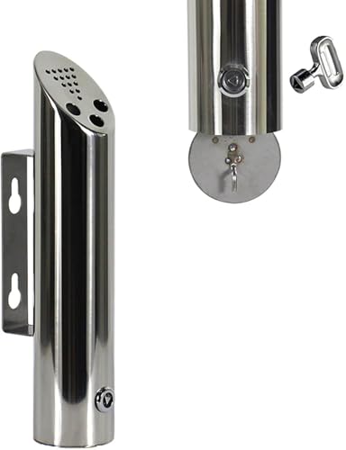 Wandmontierter Zigaretteneimer Für Den Außenbereich, Abschließbarer Zigarettenaschenbecher Mit 2 Schlüsseln Aschenbehälter Für Pub Office Restaurant Outdoor Garden, Silver, 7.5*H46CM Wandmontierter Zigaretteneimer Für Den Außenbereich, Abschließbarer Zigarettenaschenbecher Mit 2 Schlüsseln Aschenbehälter Für Pub Office Restaurant Outdoor Garden, Silver, 7.5*H46CM von Generic