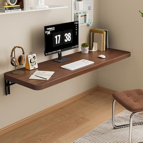 Wandmontierter faltbarer Schreibtisch, kompakter Holzklingentisch für kleine Räume, multifunktionaler schwimmender Schreibtisch für Home Office, Küche, Arbeitszimmer und Schlafzimmer (Walnussbaum, 60 Wandmontierter faltbarer Schreibtisch, kompakter Holzklingentisch für kleine Räume, multifunktionaler schwimmender Schreibtisch für Home Office, Küche, Arbeitszimmer und Schlafzimmer (Walnussbaum, 60 von Generic