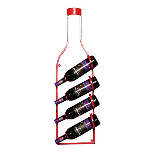 Wandmontiertes Retro-Weinlagerregal für 4 Flaschen – Wanddekoration aus Schmiedeeisen, hängende Organizer-Halter, Weintraubenflaschen-Ausstellungsständer für Zuhause/Bar, L 9,6 * H 34,1 Zoll von Generic