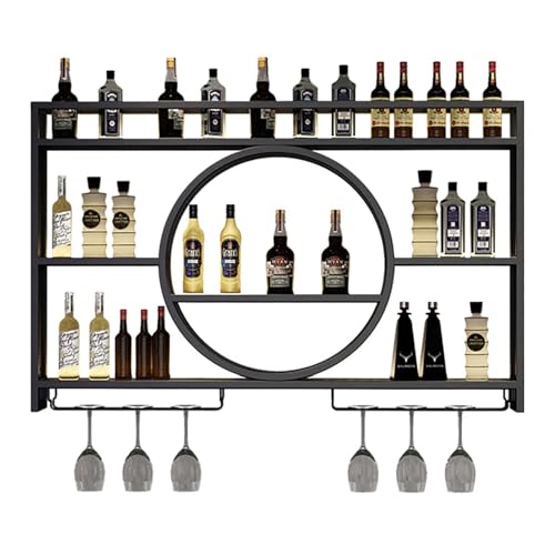 Wandmontiertes Weinregal aus Metall mit Glashalter Multifunktionales Aufbewahrungsregal für Bars und Restaurants zu Hause Schwarz Wandmontiertes Weinregal aus Metall mit Glashalter Multifunktionales Aufbewahrungsregal für Bars und Restaurants zu Hause Schwarz von Generic