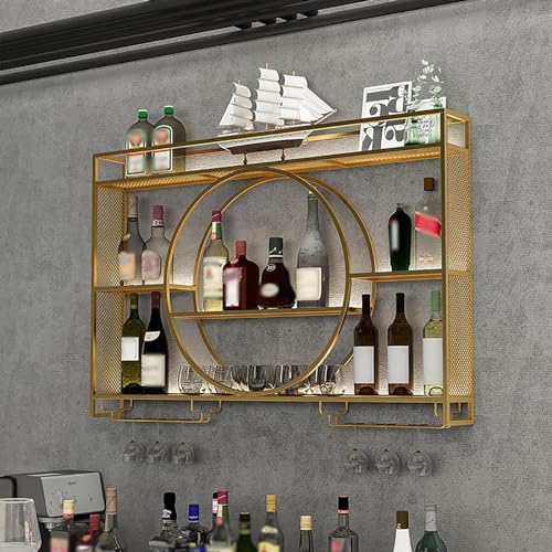 Wandmontiertes Weinregal mit Glashalter - Moderner Weinflaschenständer aus Metall für Bar, Wohnzimmer, Restaurant - Weinregale Wandmontiertes Weinregal mit Glashalter - Moderner Weinflaschenständer aus Metall für Bar, Wohnzimmer, Restaurant - Weinregale von Generic