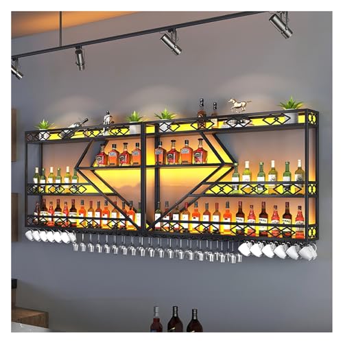 Wandmontiertes Weinregal mit LED-Licht, LED-Schweberegale, LED-Spirituosenbar-Flaschenregal, multifunktionales Aufbewahrungsregal, für Zuhause, Restaurant, Bars, Innenbereich, Wohnzimmer, We Wandmontiertes Weinregal mit LED-Licht, LED-Schweberegale, LED-Spirituosenbar-Flaschenregal, multifunktionales Aufbewahrungsregal, für Zuhause, Restaurant, Bars, Innenbereich, Wohnzimmer, We von Generic