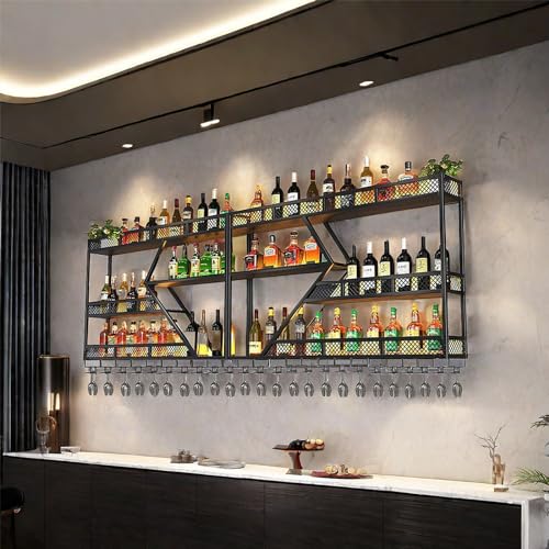 Wandmontiertes Weinregal - schwebende Regale für Weinflaschen und Gläser, Eisenständer für Bar, Wohnzimmer, Restaurantdekoration Wandmontiertes Weinregal - schwebende Regale für Weinflaschen und Gläser, Eisenständer für Bar, Wohnzimmer, Restaurantdekoration von Generic