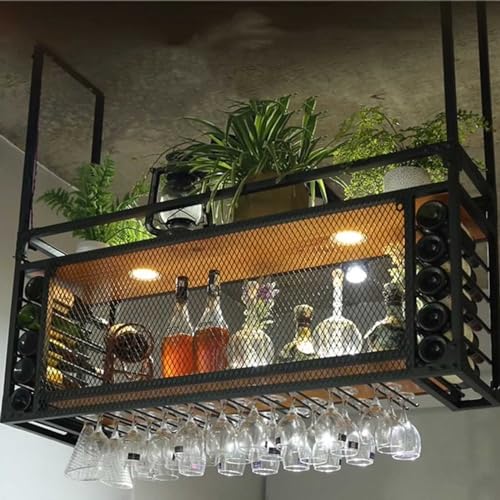 Wandmontiertes hängendes Weinregal, Spirituosenbarregal, Weinflaschenhalter - Weinlagerregal mit Weinglashalter für Küche, Esszimmer und Bar Wandmontiertes hängendes Weinregal, Spirituosenbarregal, Weinflaschenhalter - Weinlagerregal mit Weinglashalter für Küche, Esszimmer und Bar von Generic