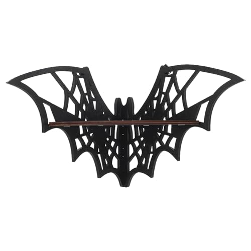 Wandregal, schwebendes Eckregal,Fledermausförmige schwebende Wandregale aus Holz - Schwarze Halloween-Wanddekoration für Küche, Esszimmer, Schlafzimmer von Generic