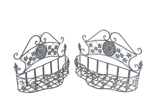 Wandregal Metallregal Blumenregal in grau 2er Set im antiken Stil (11139) von Generic