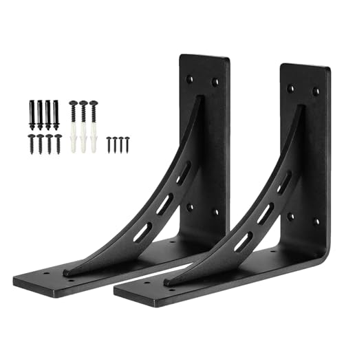 Wandregalhalterung: 2-teilige Schwerlast-Regalhalterungen aus Metall, schwarze Wandhalterungen, 90-Grad-Industrie-Widerstandsfähigkeit, Hardware Wandregalhalterung: 2-teilige Schwerlast-Regalhalterungen aus Metall, schwarze Wandhalterungen, 90-Grad-Industrie-Widerstandsfähigkeit, Hardware von Generic