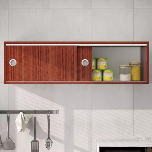 Wandschrank Badezimmer 30 cm Beleuchtung Küche Unter Hängeschrank Schwarz Schiebetür Eingelassener Griff Mehrere Fächer Geeignet für Badezimmer, Büro und Schlafzimmer(C,80 * 30 * 30cm) von Generic