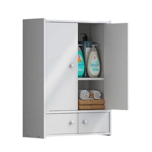 Wandschrank Badezimmer 30 cm Nagelfreie Montage Badezimmer Wandschrank Ohne Spiegel mit Griffen Stauraum Unten Ablagefläche Oben for Bathroom, Laundry Room, Kitchen(45 * 23 * 61cm) von Generic