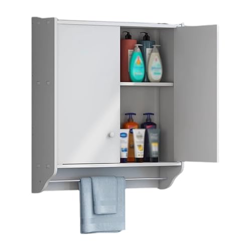 Wandschrank Badezimmer 30 cm Nagelfreie Montage Badezimmer Wandschrank Ohne Spiegel mit Griffen Stauraum Unten Ablagefläche Oben for Bathroom, Laundry Room, Kitchen(58 * 18 * 62cm) von Generic