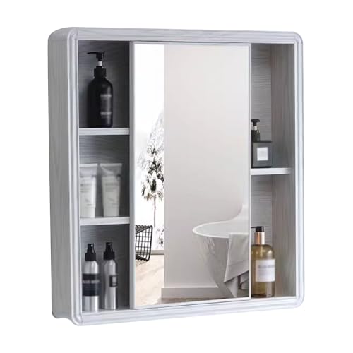 Wandschrank Badezimmer Hängend Aluminiumlegierung Bathroom Cabinet with Mirror Schlichtes, Modernes Design Geeignet für Fitnessstudios, Badezimmer und Schönheitssalons(60 * 70cm) von Generic