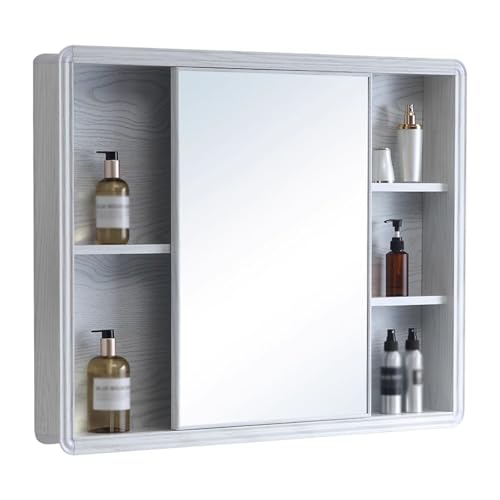 Wandschrank Badezimmer Hängend Aluminiumlegierung Bathroom Cabinet with Mirror Schlichtes, Modernes Design Geeignet für Fitnessstudios, Badezimmer und Schönheitssalons(80 * 70cm) von Generic