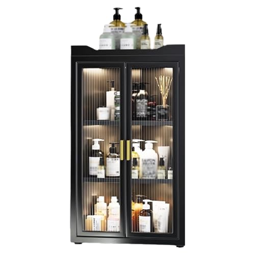 Wandschrank Badezimmer Hängend Eingebauter Türrahmen Hängeschrank Badezimmer Verstellbare Regalhöhe Geeignet für Den Einsatz Über Dem Schminktisch Oder Waschbecken(Black,40 * 17 * 70cm) von Generic