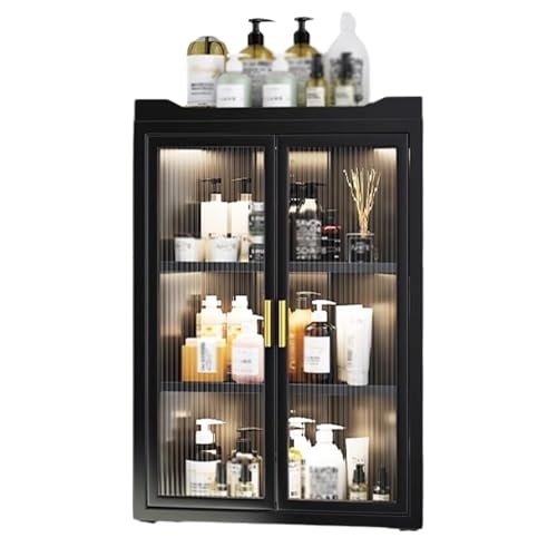 Wandschrank Badezimmer Hängend Eingebauter Türrahmen Hängeschrank Badezimmer Verstellbare Regalhöhe Geeignet für Den Einsatz Über Dem Schminktisch Oder Waschbecken(Black,50 * 20 * 70cm) von Generic