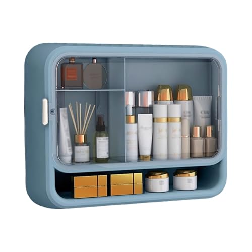 Wandschrank Badezimmer Klein Wandschrank Küche Hängend Schmal Durchsichtige Schranktüren Kunststoffmaterial Magnetverschluss Geeignet für Badezimmer, Wohnzimmer, Schlafzimmer(Blue,37.5 * 11 * 30cm) von Generic