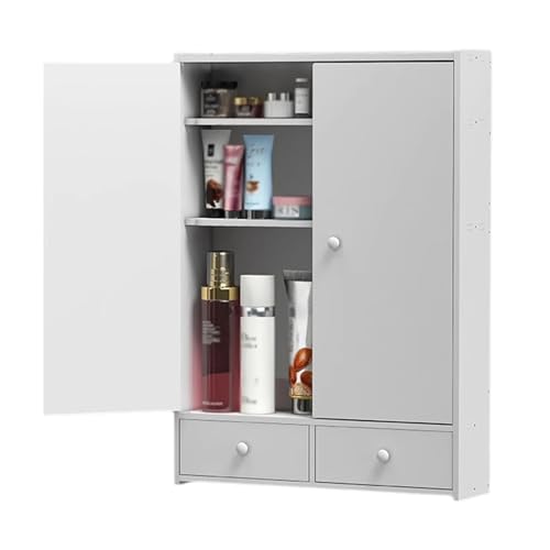 Wandschrank Küche Hängend Schmal Hängeschrank Klein Lochfreie Montage Breiter und Höher Mehrere Ablageflächen Oberer Schutzbügel Geeignet für Badezimmer, Wohnzimmer und Schlafzimmer(I) von Generic