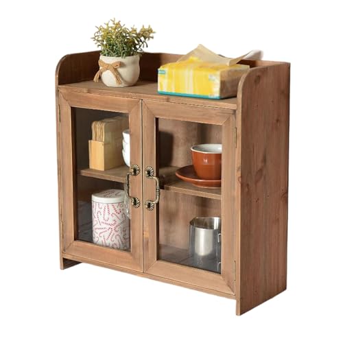 Wandschrank Küche Hängend Vintage Holzmaterial Hängeschrank Wohnzimmer mit Schutzgitter Oben Geeignet für Küche, Wohnzimmer, Eingangsbereich(A) von Generic