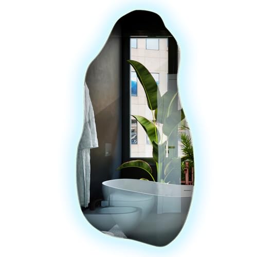 Wandspiegel 45x90 cm Asymmetrischer LED | Kaltweiß Licht | Spiegel mit Beleuchtung | Stilvoll Wohnen | Badspiegel Modern | Unregelmäßige Form | Flur Schlafzimmer Badezimmer von Generic