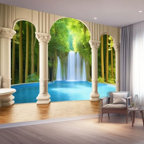 Wandtapete 3D Wald Säulen Wasserfall Fototapete 350 x 256 cm, Bunt Tapete Bild Dekoration Wanddeko, Tapete Panorama Poster für Mädchen, Jungs Schlafzimmer Wohnzimmer Wandtapete 3D Wald Säulen Wasserfall Fototapete 350 x 256 cm, Bunt Tapete Bild Dekoration Wanddeko, Tapete Panorama Poster für Mädchen, Jungs Schlafzimmer Wohnzimmer von Generic