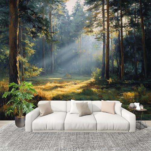 Wandtapete Fototapete 250x175 cm Gemalter Sonnenlichtwald Vliestapete Bild Dekoration Wandposter, GrüN Tapete Panorama Poster für Wohnzimmer, Schlafzimmer Wand Dekoration Wandtapete Fototapete 250x175 cm Gemalter Sonnenlichtwald Vliestapete Bild Dekoration Wandposter, GrüN Tapete Panorama Poster für Wohnzimmer, Schlafzimmer Wand Dekoration von Generic