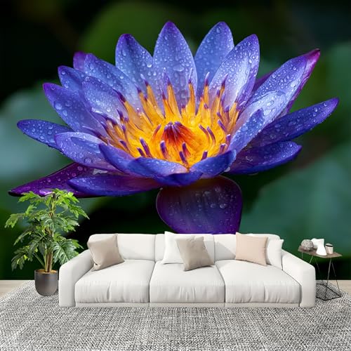 Wandtapete Fototapete 350x256 cm, Hd Pflanze Seerose Vliestapete Bildtapete, Lila Staubdicht Panorama Poster für Kinderzimmer Schlafzimmer Wohnzimmer Wandposter von Generic