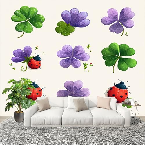 Wandtapete Fototapete 350x256 cm Cartoon VierbläTtriges Kleeblatt Vliestapete Bild Dekoration Wandposter, Einfachheit Tapete Panorama Poster für Wohnzimmer, Schlafzimmer Wand Dekoration von Generic