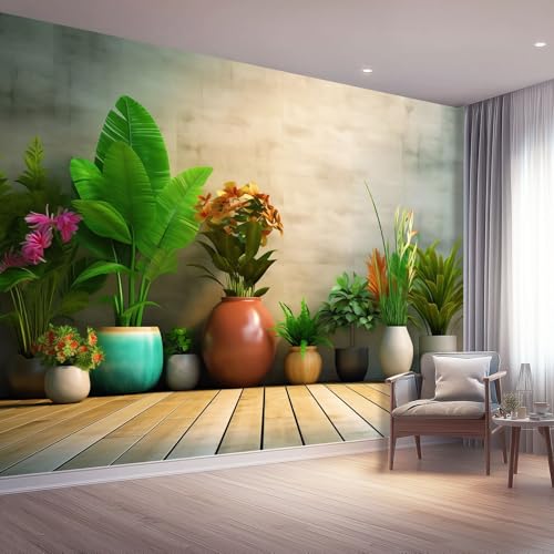 Wandtapete Nahaufnahme Holzboden Topfpflanzen Fototapete 250 x 175 cm, Bunt Tapete Bild Dekoration Wanddeko, Tapete Panorama Poster für Mädchen, Jungs Schlafzimmer Wohnzimmer Wandtapete Nahaufnahme Holzboden Topfpflanzen Fototapete 250 x 175 cm, Bunt Tapete Bild Dekoration Wanddeko, Tapete Panorama Poster für Mädchen, Jungs Schlafzimmer Wohnzimmer von Generic