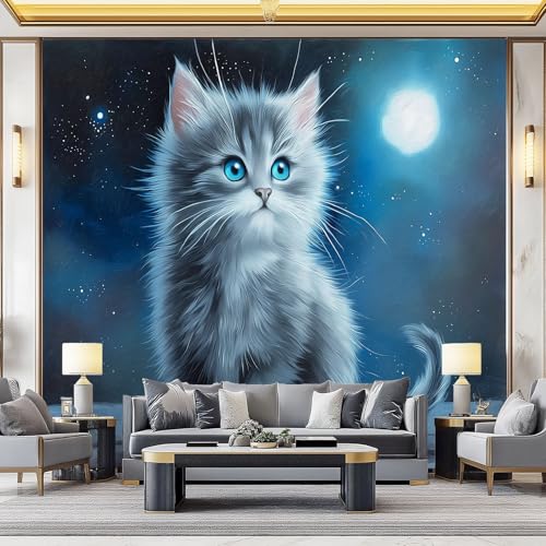 Wandtapete Vlies Fototapete Bunt - Cartoon Sterne Tier Katze Wanddeko, Perfekt für Wohnzimmer & Schlafzimmer, Einfach anzubringen, Nicht selbstklebend, 400 x 280 cm Wandtapete Vlies Fototapete Bunt - Cartoon Sterne Tier Katze Wanddeko, Perfekt für Wohnzimmer & Schlafzimmer, Einfach anzubringen, Nicht selbstklebend, 400 x 280 cm von Generic
