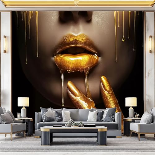 Wandtapete Vlies Fototapete Bunt - Nahaufnahme Honig Lippen Elegant Wanddeko, Perfekt für Wohnzimmer & Schlafzimmer, Einfach anzubringen, Nicht selbstklebend, 400 x 280 cm Wandtapete Vlies Fototapete Bunt - Nahaufnahme Honig Lippen Elegant Wanddeko, Perfekt für Wohnzimmer & Schlafzimmer, Einfach anzubringen, Nicht selbstklebend, 400 x 280 cm von Generic