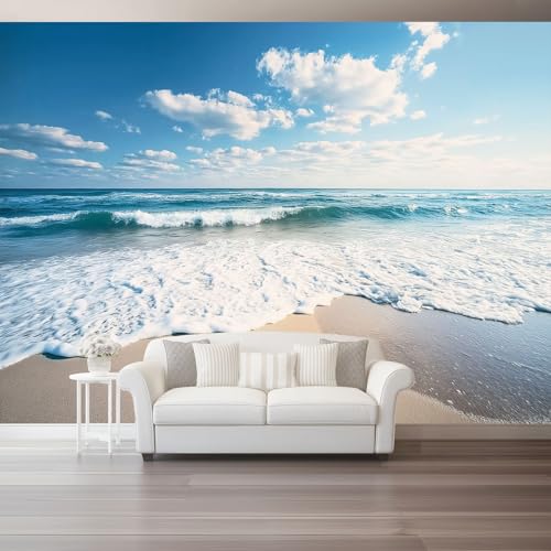 Wandtapete Vlies Fototapete Bunt - Natur Weiße Wolken Strand Blauer Himmel Wanddeko, Perfekt für Wohnzimmer & Schlafzimmer, Einfach anzubringen, Nicht selbstklebend, 300 x 210 cm Wandtapete Vlies Fototapete Bunt - Natur Weiße Wolken Strand Blauer Himmel Wanddeko, Perfekt für Wohnzimmer & Schlafzimmer, Einfach anzubringen, Nicht selbstklebend, 300 x 210 cm von Generic