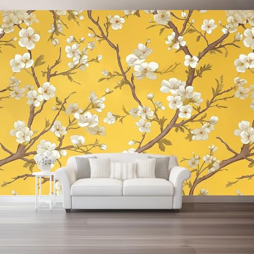 Wandtapete Vlies Fototapete Bunt - Retro Elegant Pflaumenblüte Blumen Wanddeko, Perfekt für Wohnzimmer & Schlafzimmer, Einfach anzubringen, Nicht selbstklebend, 300 x 210 cm Wandtapete Vlies Fototapete Bunt - Retro Elegant Pflaumenblüte Blumen Wanddeko, Perfekt für Wohnzimmer & Schlafzimmer, Einfach anzubringen, Nicht selbstklebend, 300 x 210 cm von Generic