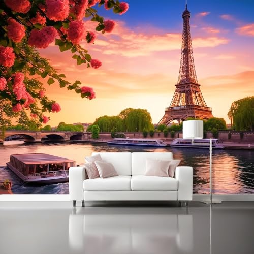Wandtapete Vlies Fototapete Bunt - Romantik Flussufer Eiffelturm Sonnenuntergang Wanddeko, Perfekt für Wohnzimmer & Schlafzimmer, Einfach anzubringen, Nicht selbstklebend, 400 x 280 cm Wandtapete Vlies Fototapete Bunt - Romantik Flussufer Eiffelturm Sonnenuntergang Wanddeko, Perfekt für Wohnzimmer & Schlafzimmer, Einfach anzubringen, Nicht selbstklebend, 400 x 280 cm von Generic