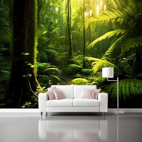 Wandtapete Vlies Fototapete Grün Schwarz - Natur Pflanzen Regenwald Wanddeko, Perfekt für Wohnzimmer & Schlafzimmer, Einfach anzubringen, Nicht selbstklebend, 350 x 256 cm Wandtapete Vlies Fototapete Grün Schwarz - Natur Pflanzen Regenwald Wanddeko, Perfekt für Wohnzimmer & Schlafzimmer, Einfach anzubringen, Nicht selbstklebend, 350 x 256 cm von Generic