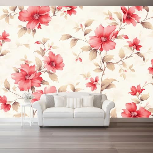 Wandtapete Vlies Fototapete Rosa Aprikose - Vintage Blätter Elegant Floral Wanddeko, Perfekt für Wohnzimmer & Schlafzimmer, Einfach anzubringen, Nicht selbstklebend, 400 x 280 cm Wandtapete Vlies Fototapete Rosa Aprikose - Vintage Blätter Elegant Floral Wanddeko, Perfekt für Wohnzimmer & Schlafzimmer, Einfach anzubringen, Nicht selbstklebend, 400 x 280 cm von Generic